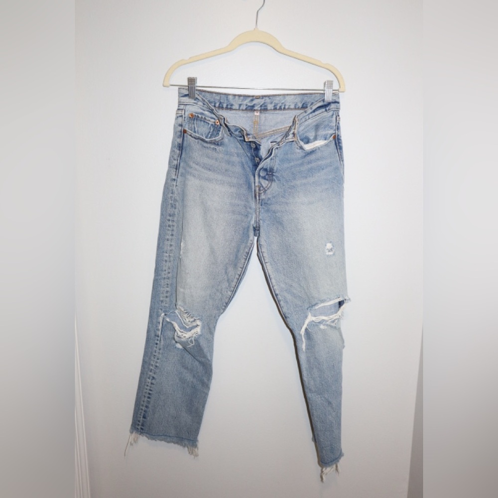 Levi's Light Blue Distressed Ankle Jeans